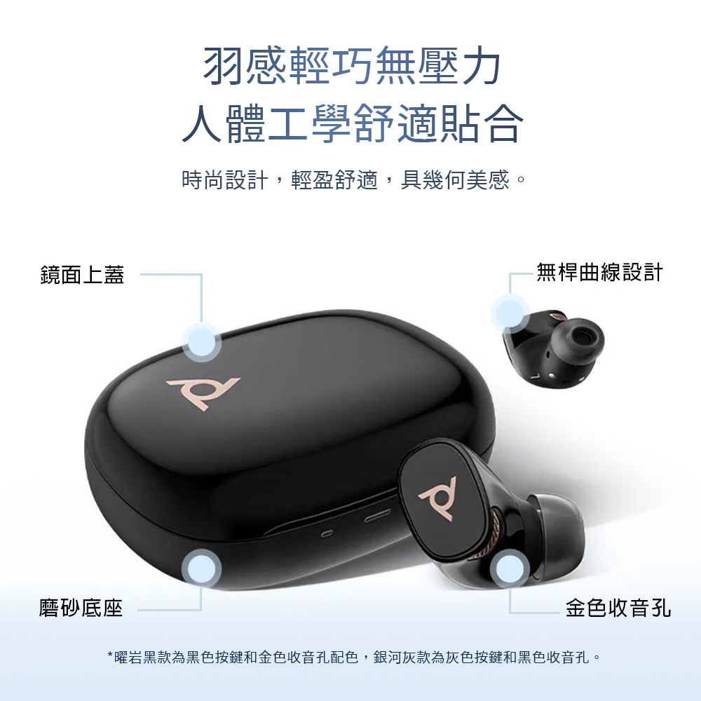 HP 惠普【Poly】Voyager Free 20 多場景雙降噪真無線藍牙耳機 耳塞式 銀河灰