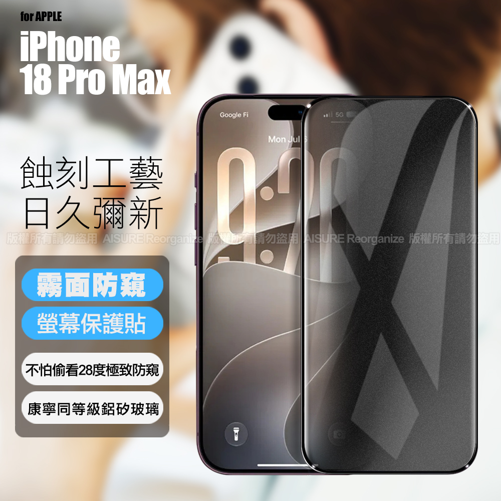CITY BOSS for iPhone 18 Pro Max 霧面防窺滿版保護貼