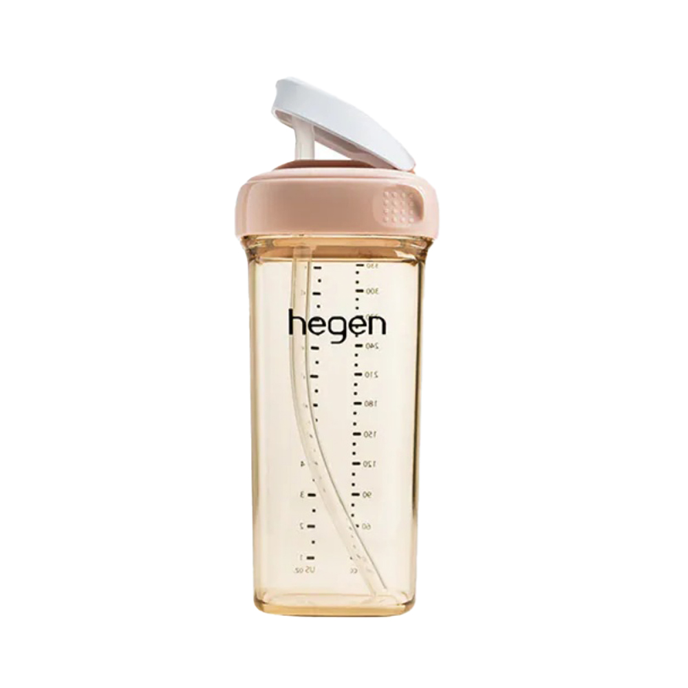 【hegen】PCTO 輕飲時光PPSU方圓型寬口吸管杯3.0 330ml-嫣粉