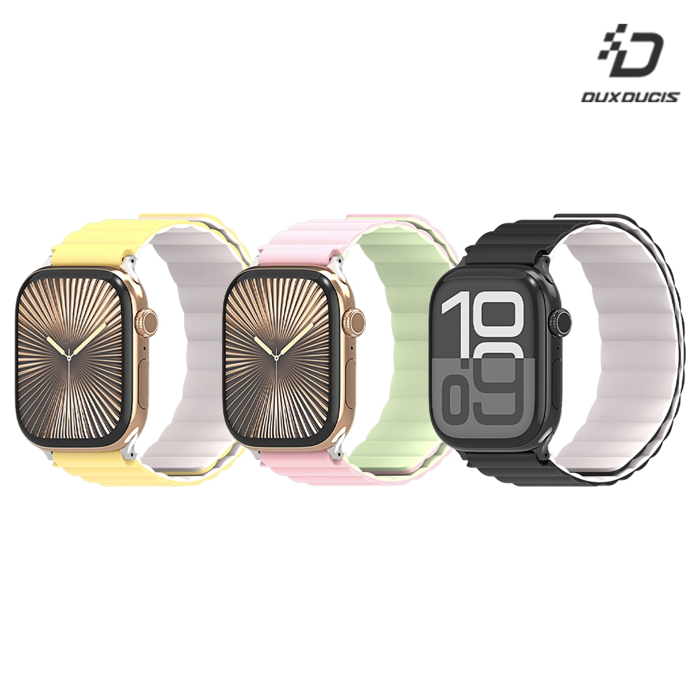 DUX DUCIS Apple 蘋果 Watch (38mm/40mm/41mm/42mm(十代)) SD 磁吸錶帶(淺黃/星光色)