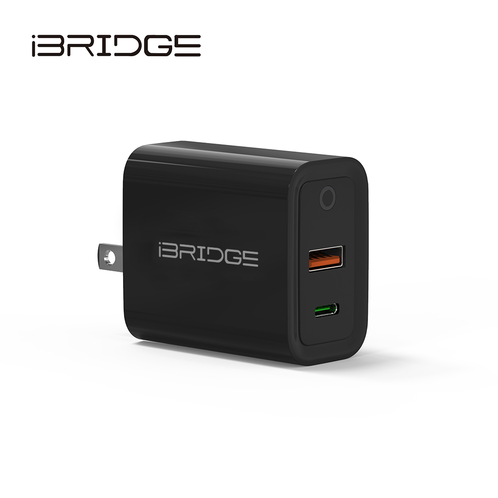 iBRIDGE PD 20W 雙孔快速充電器-黑