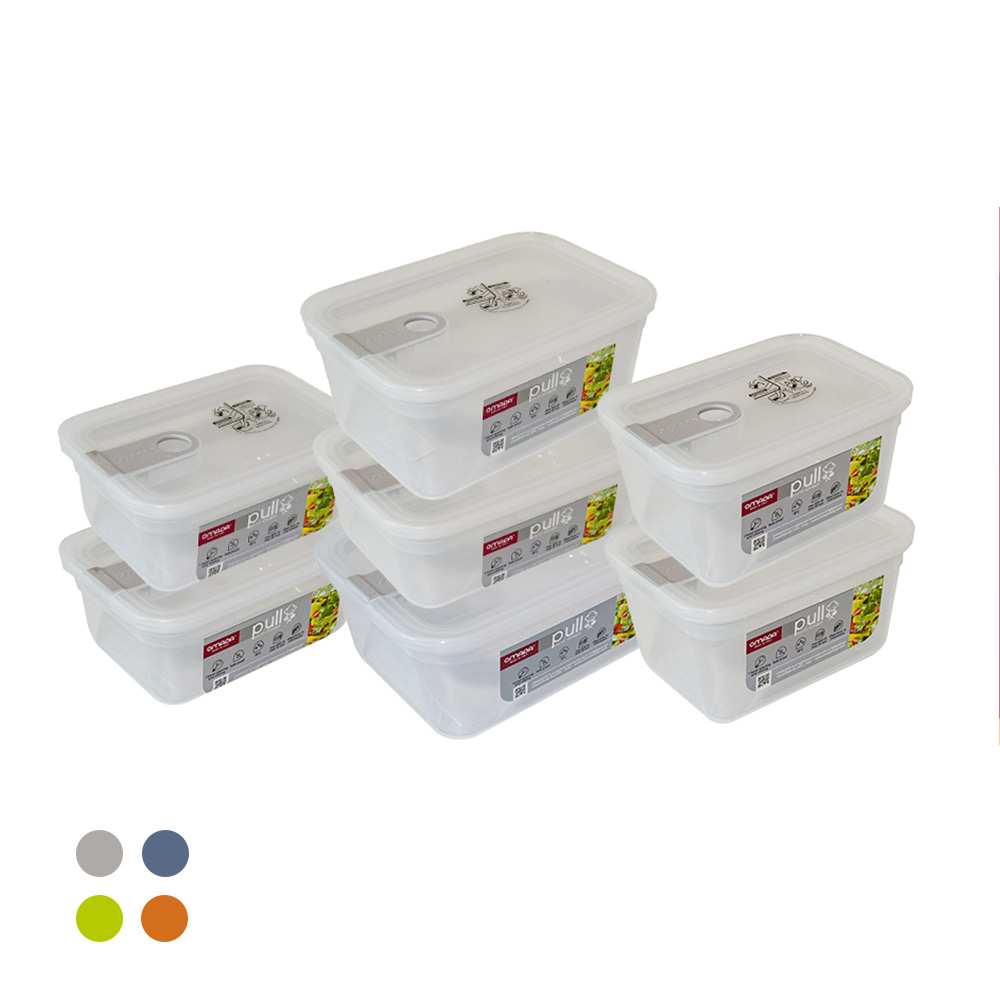 【OMADA】義大利製 主廚CHEF 易拉 保鮮盒0.75Lx2+1Lx2+1.1Lx1+1.5Lx1+2.3Lx1(經典七件組)隨機色