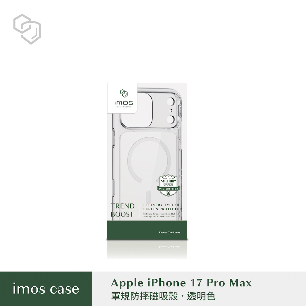 imos iPhone 17 Pro Max 6.9 耐衝擊軍規磁吸保護殼