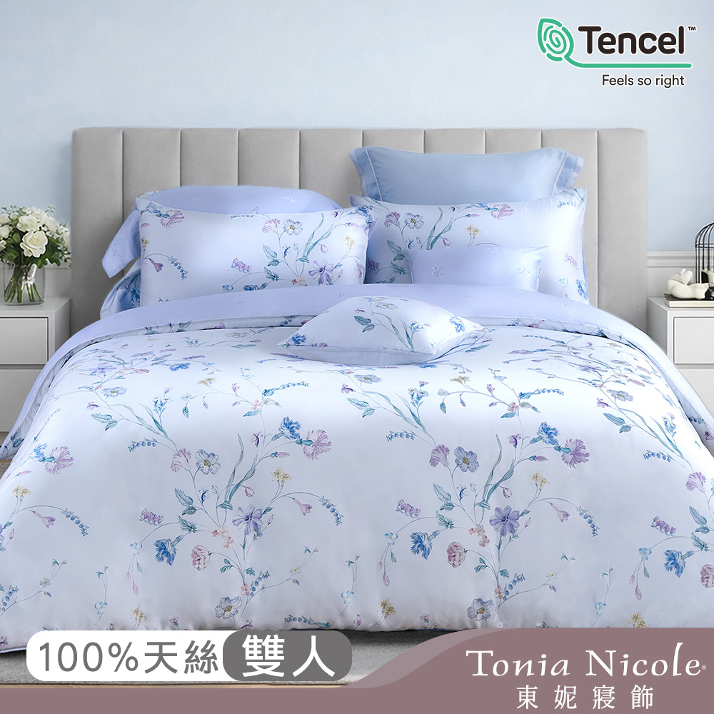 【Tonia Nicole 東妮寢飾】星嵐花影60支環保印染100%萊賽爾天絲兩用被床包組(雙人)