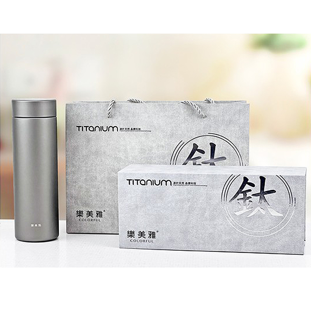 樂美雅 純鈦保溫杯500ml含茶隔(附提袋) AKB-T500F