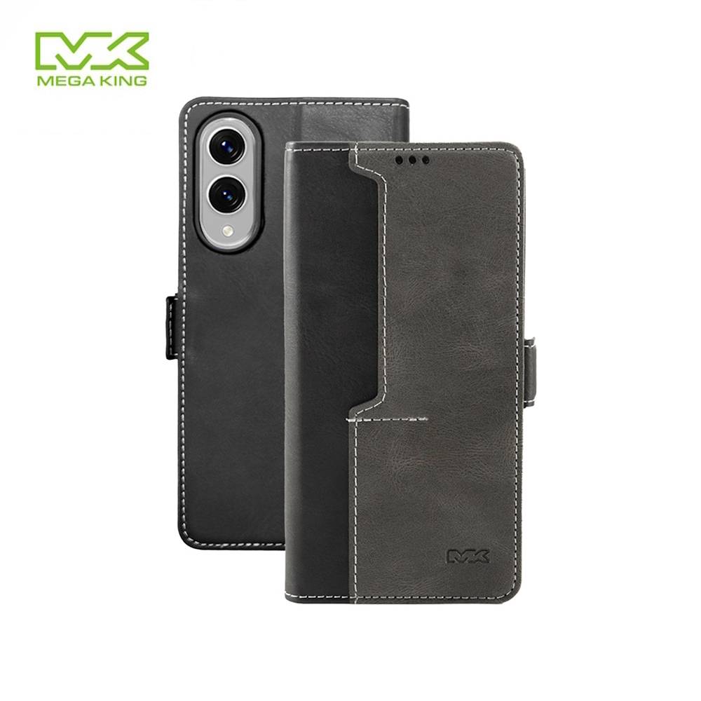 MEGA KING 三星 S25 Edge 側掀皮套 黑