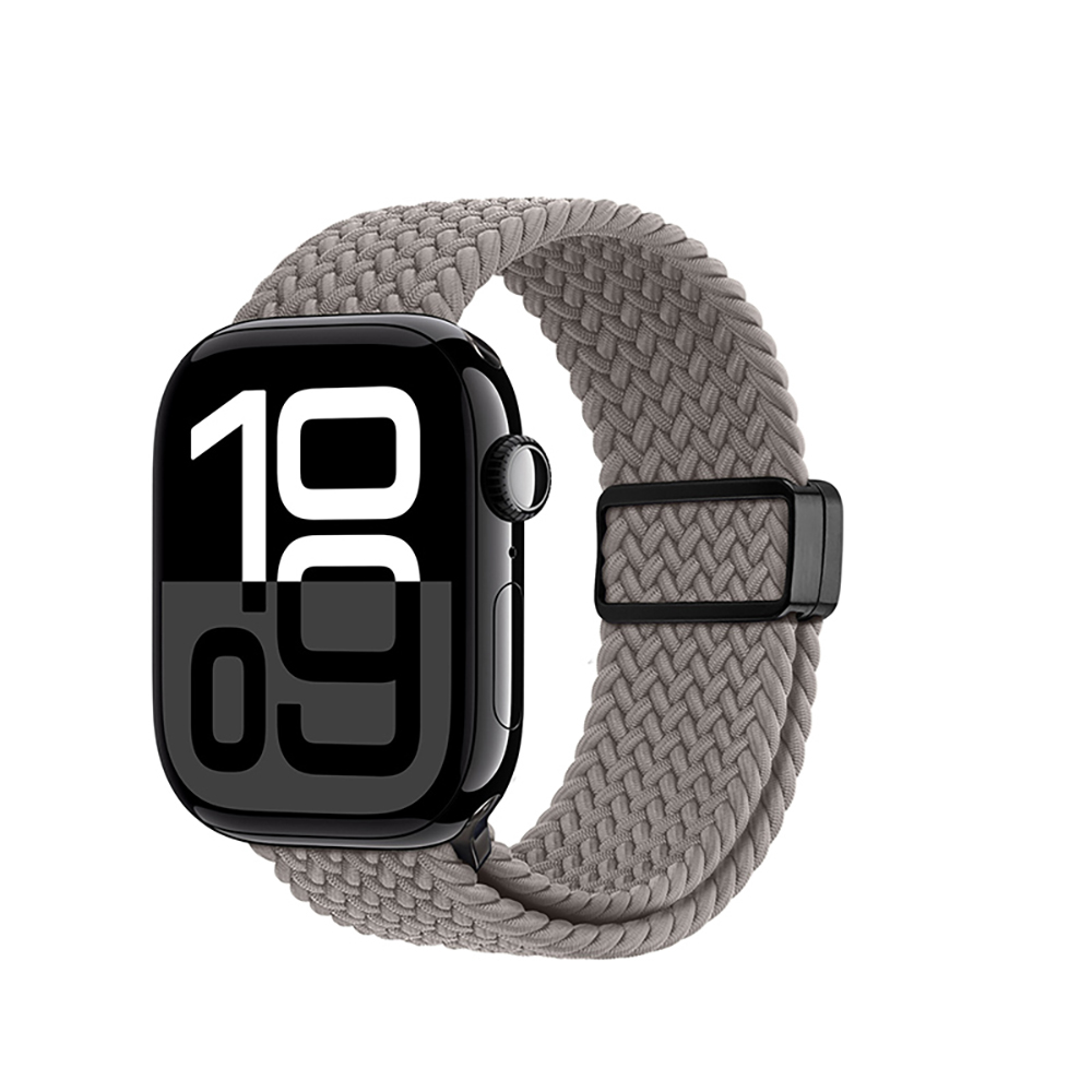 DUX DUCIS Apple Watch (42/44/45/46/49mm) 彈力磁吸扣編織錶帶(陶土色)