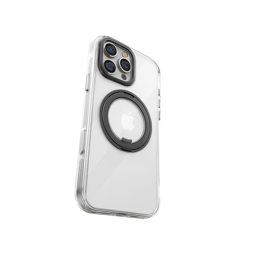 QinD Apple 蘋果 iPhone 16 Pro Max 旋轉磁吸支點殼(含相機鍵)(透黑色)