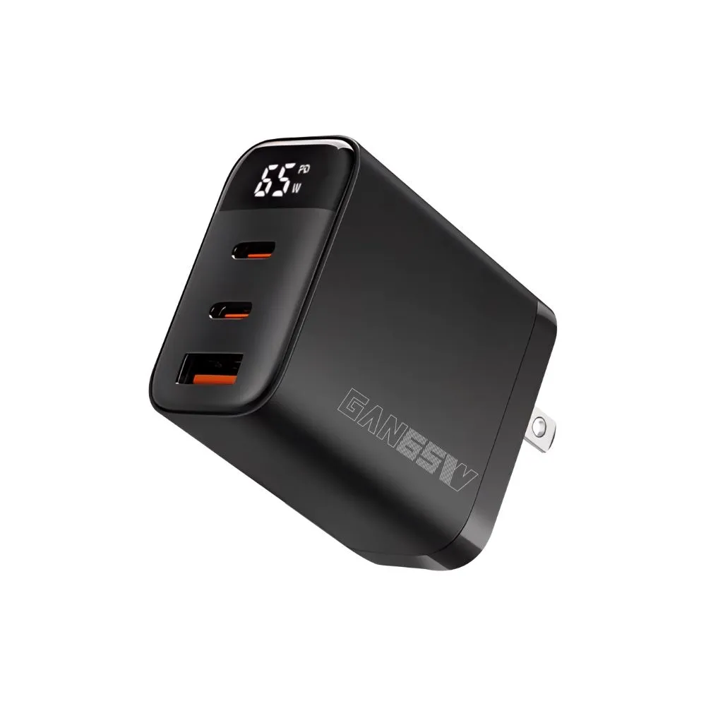 Wephone 65W氮化鎵三孔快速充電器-夜幕黑