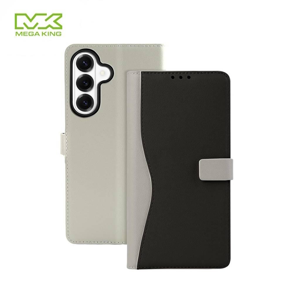 MEGA KING 三星 Galaxy S26 側掀皮套 黑灰