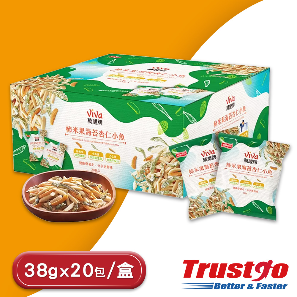 【美式賣場】萬歲牌 柿米果海苔杏仁小魚(38公克 X 20入)