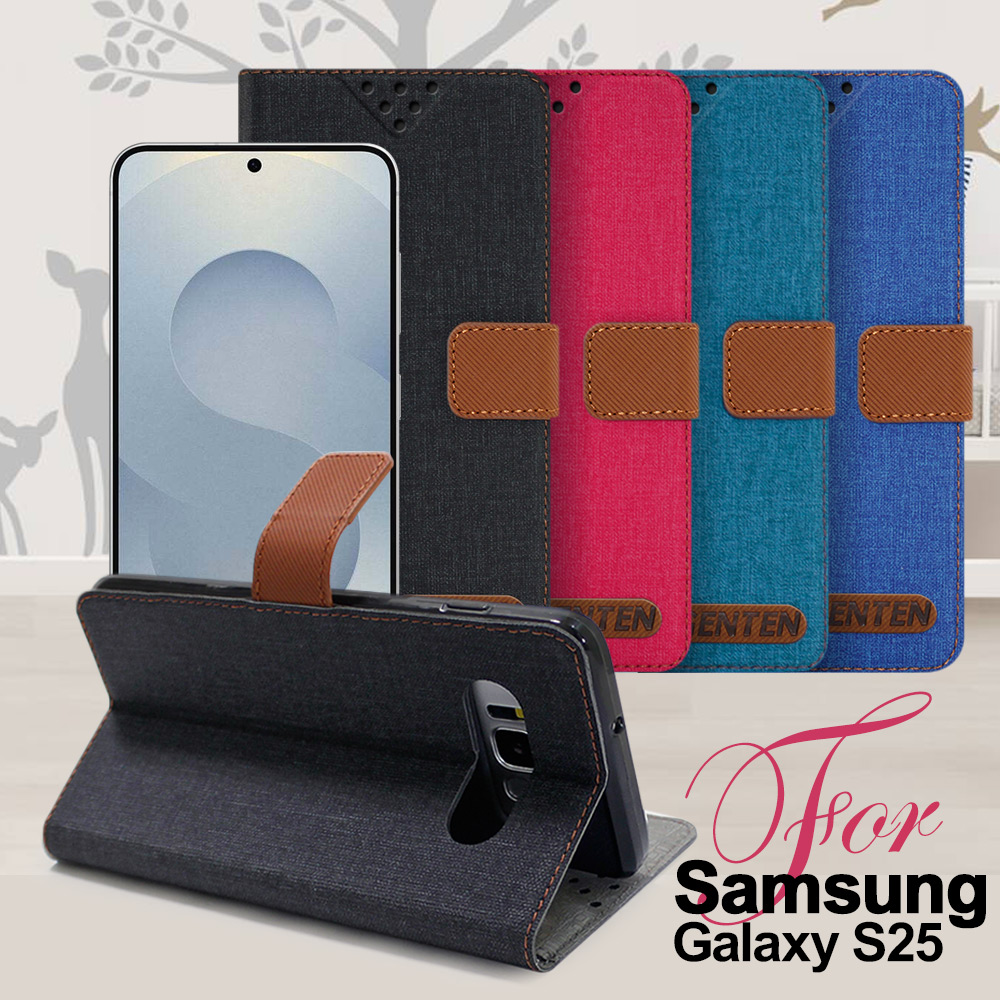 GENTEN for Samsung Galaxy S25 自在文青風支架皮套-桃