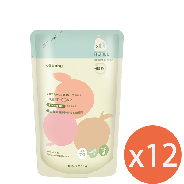 優生 嬰兒植淨酵素洗衣液體皂(嬰兒洗衣精)補充包1000mlx12包
