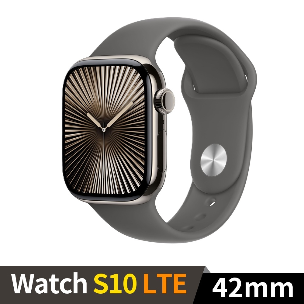 Apple Watch S10 GPS+LTE 42mm 鈦金屬原色錶殼配灰石色運動錶帶 ML