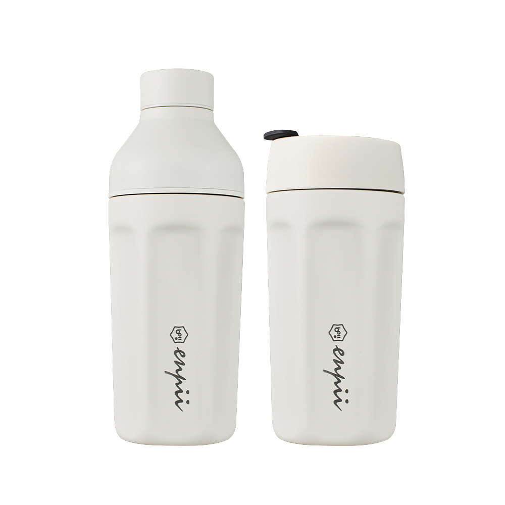 【本因 BOII】六角兩用保溫咖啡杯400/480ml- 百合白