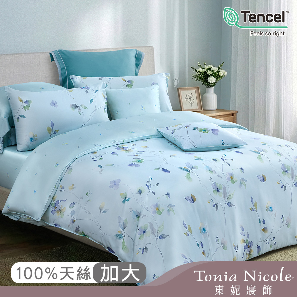 【Tonia Nicole 東妮寢飾】碧森花綻60支環保印染100%萊賽爾天絲兩用被床包組(加大)