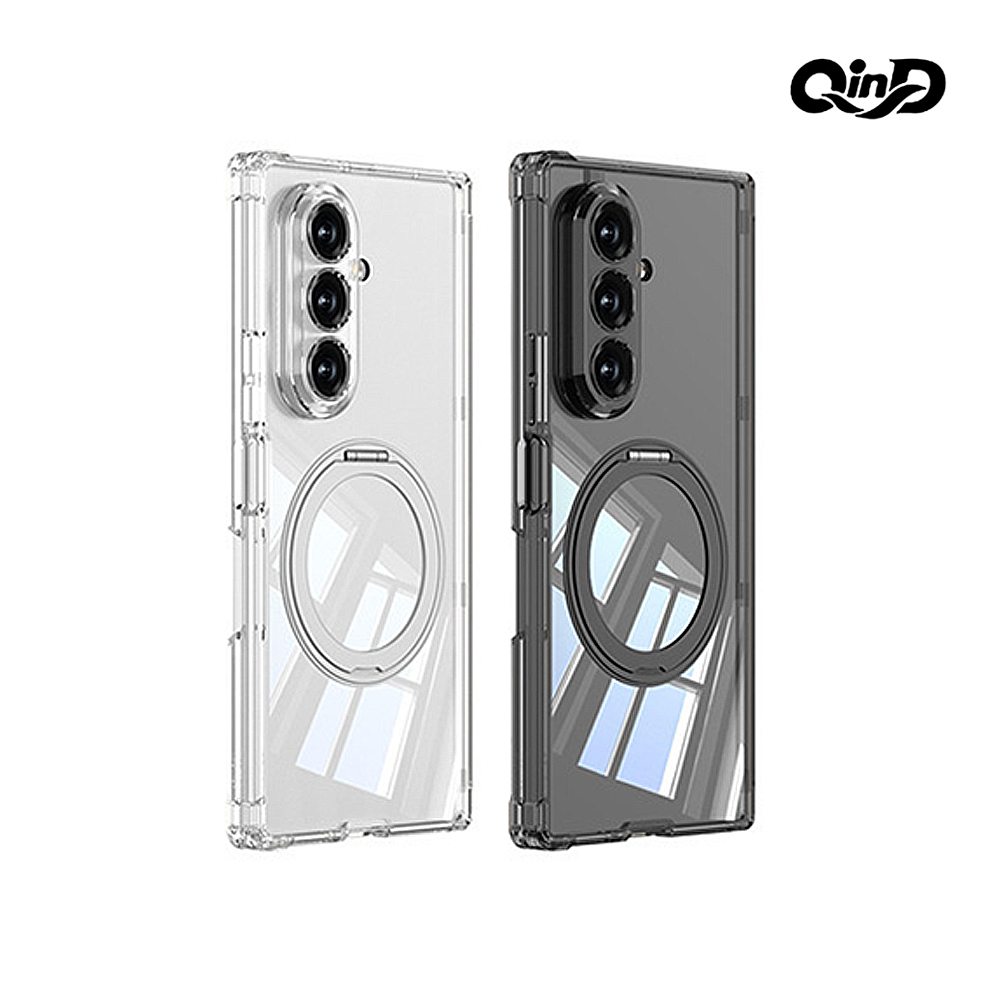 QinD SAMSUNG 三星 Galaxy Z Fold 7 5G 旋轉磁吸支點殼(無前框)(透黑)