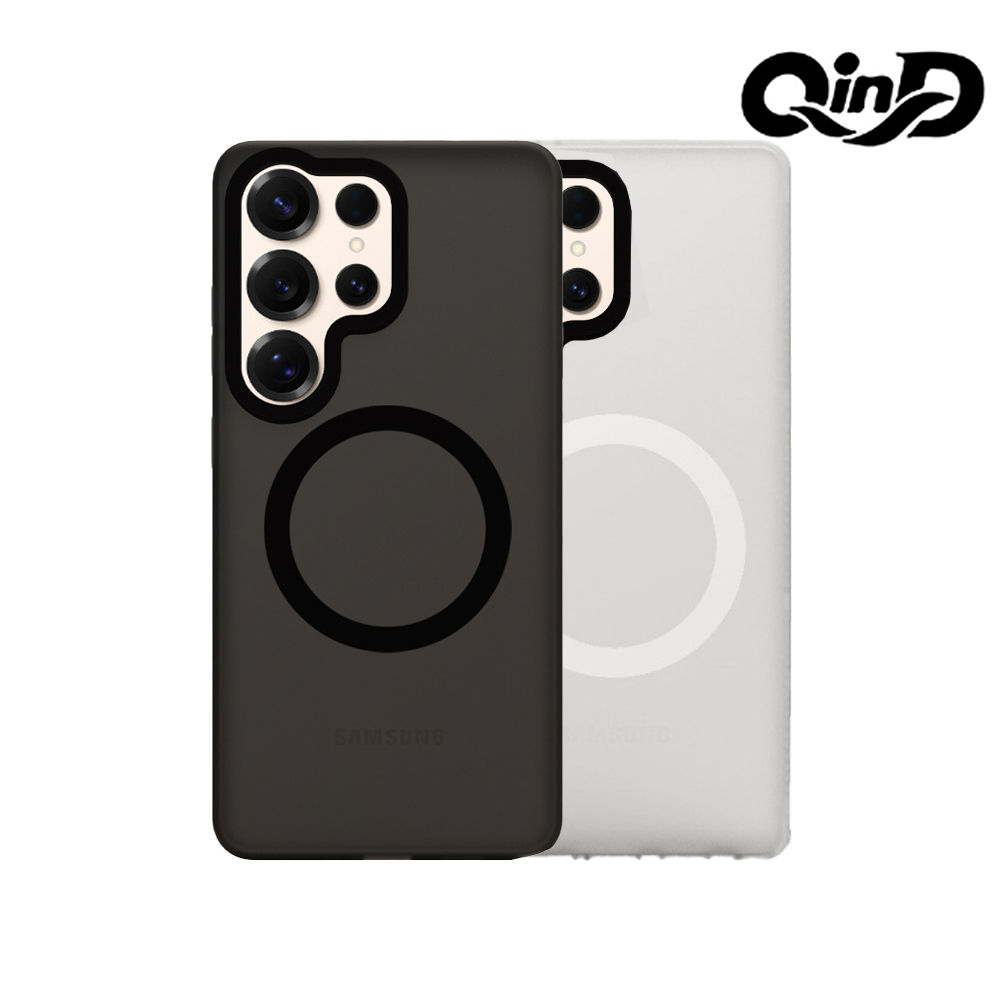 QinD SAMSUNG 三星 Galaxy S26 Ultra 隱砂磁吸保護殼(輕砂白)