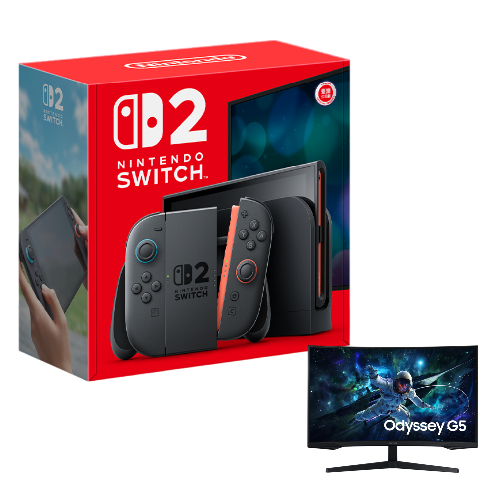 Nintendo Switch 2 主機 (台灣公司貨)+SAMSUNG 三星 32吋曲面電競螢幕 G5 黑