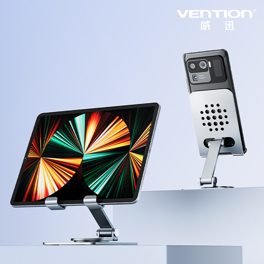 VENTION 威迅 KSD系列 360旋轉桌面手機支架雙轉軸鋁合金款-灰色