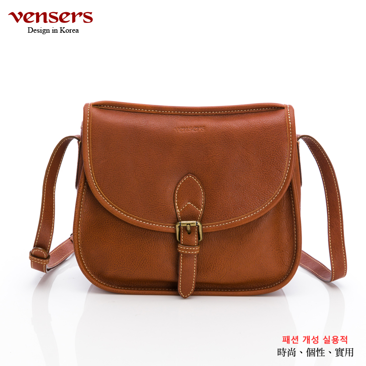 【vensers】牛皮潮流個性包~斜肩背包 (NJ739501棕色)