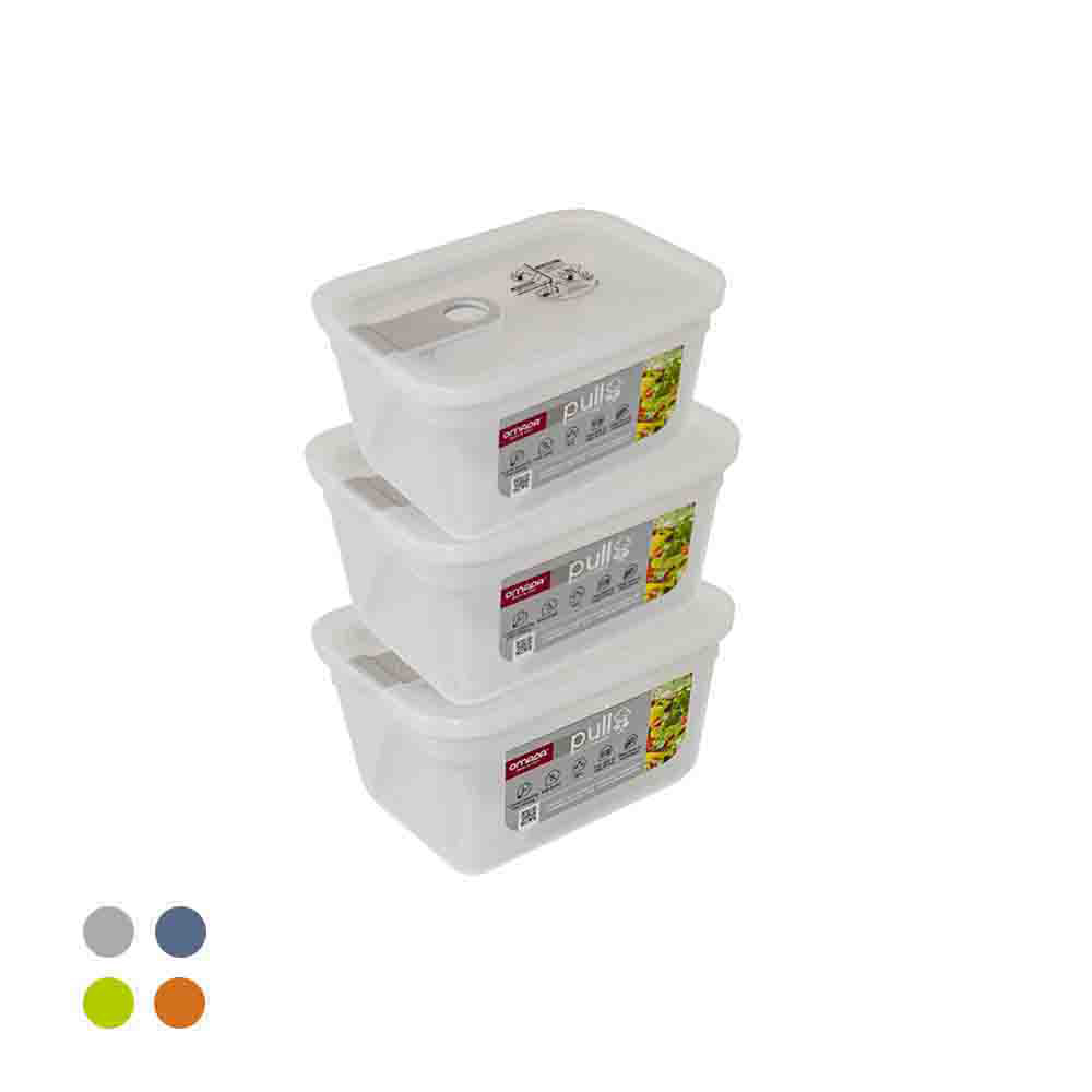 【義大利OMADA】主廚CHEF 單手易拉 PP保鮮盒1L(超值三件組)隨機色