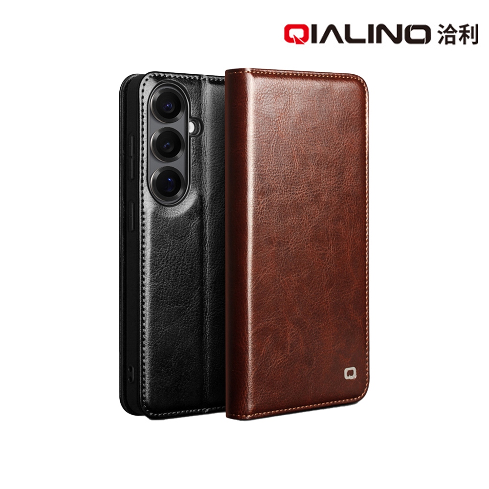 QIALINO SAMSUNG 三星 Galaxy S26 5G 真皮經典皮套(黑色)