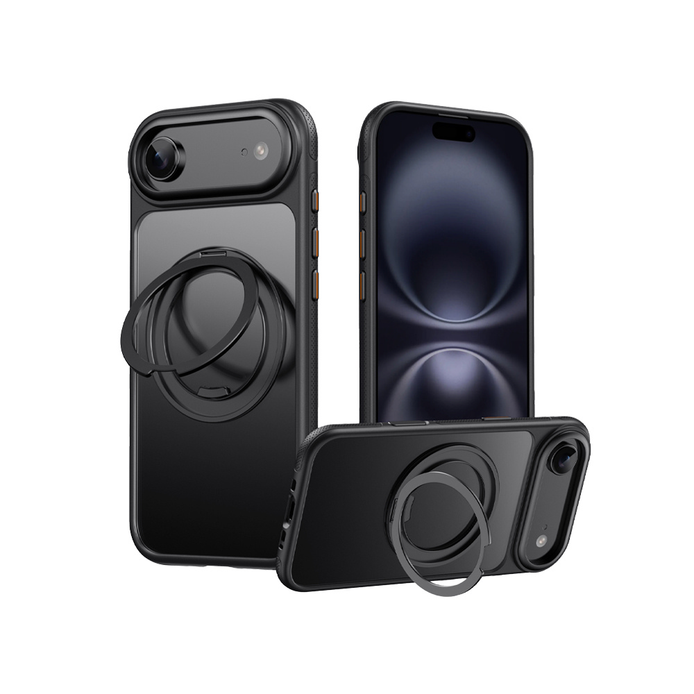 QinD Apple 蘋果 iPhone 17 Air 旋轉磁吸支點殼(含相機鍵)(耀石黑)