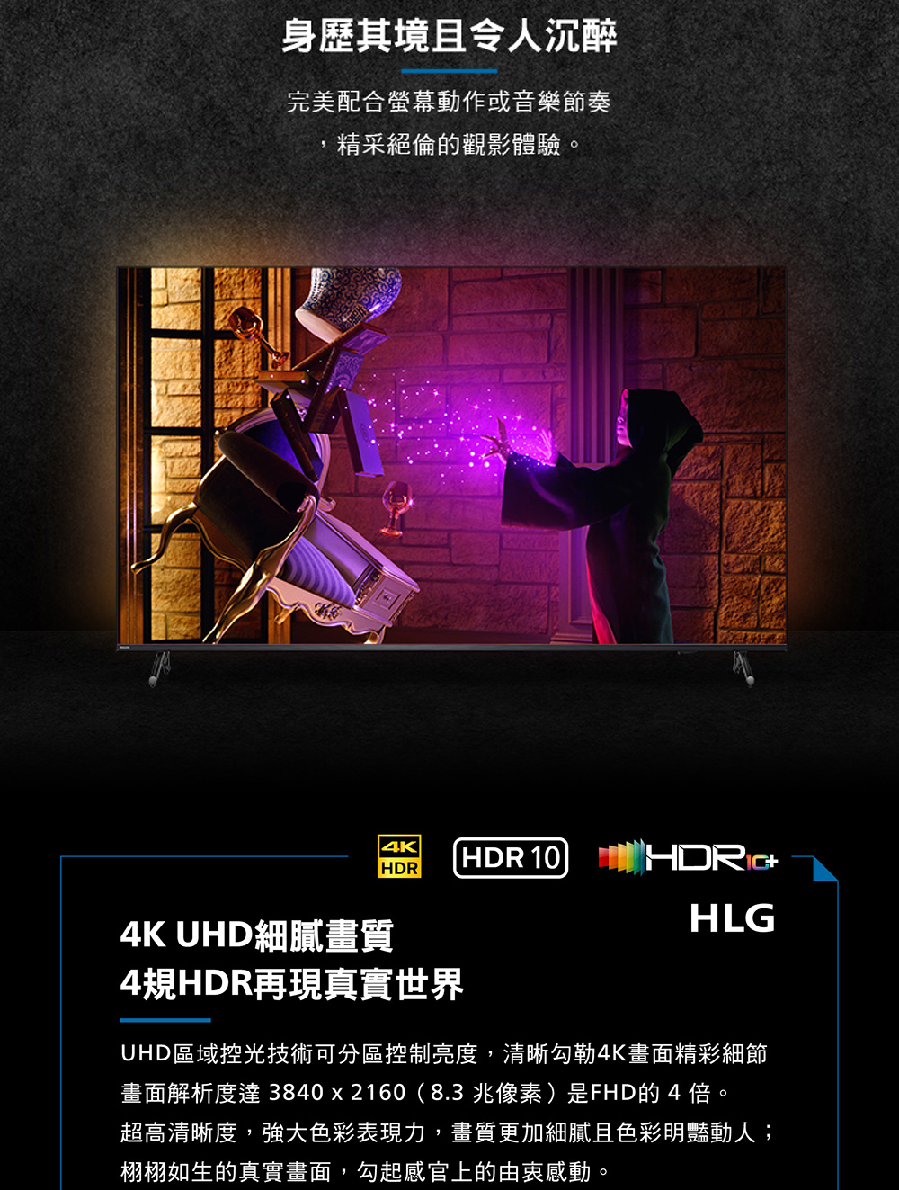 UHD區域控光技術可分區控制亮度,清晰勾勒4K畫面精彩細節