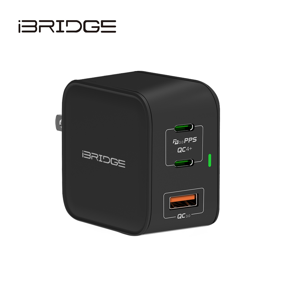 iBRIDGE GaN 65W 3Ports 充電器-黑