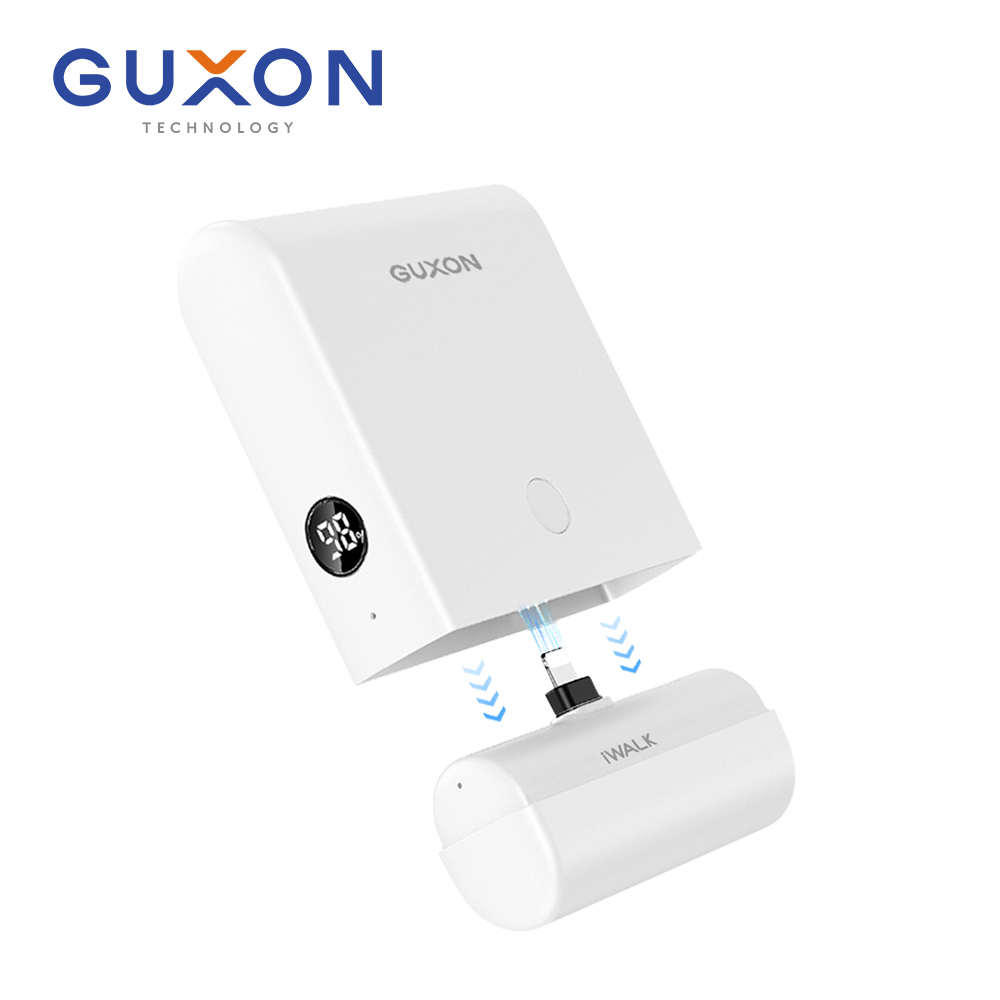 【iWALK X GUXON】LINK 二合一組合式口袋行動電源13500mAh(有標示Wh/3C認證)-Lightning款(粉色)