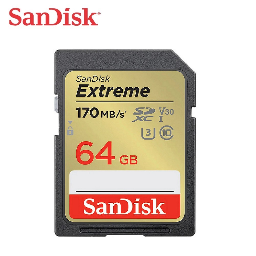 【SanDisk】Extreme 64GB SDXC UHS-I U3 V30 記憶卡(讀取達170MB)
