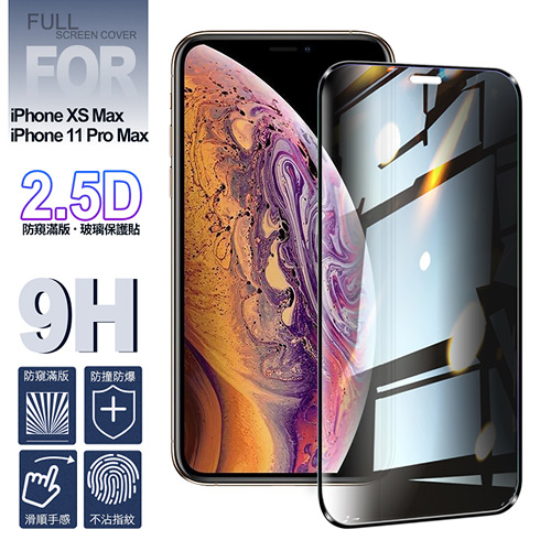 NISDA for iPhone XS Max / iPhone 11 Pro Max 防窺2.5D滿版玻璃保護貼-黑