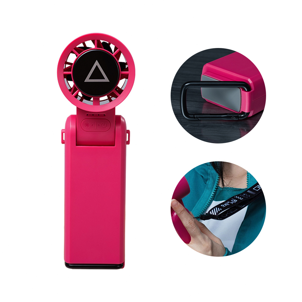 【BIGGER X 魷魚遊戲】COCOLD冰感摺疊製冷風扇 附掛繩 附吊飾盲袋-三角形守衛