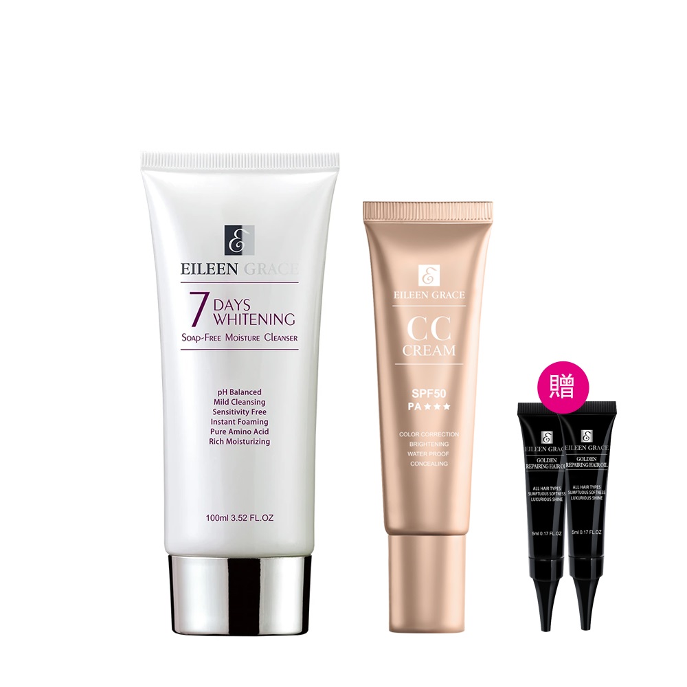 妍霓絲 晶靈光感CC霜30MLX1胺基酸洗顏蜜100mlX1贈髮油5MLX2
