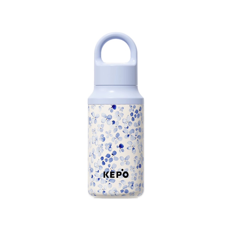 KEPO LQ 400ML KC018 無螺紋手提快開保溫杯 316L不銹鋼 花影凝霜