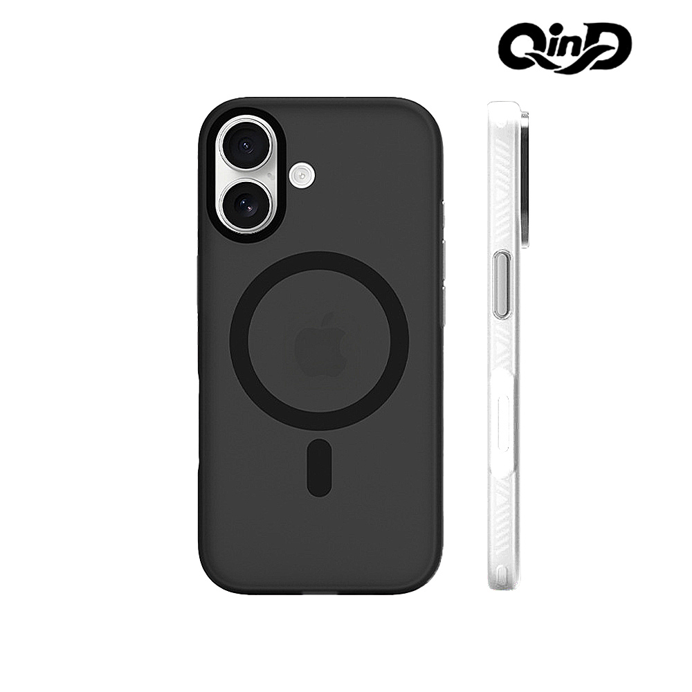 QinD Apple 蘋果 iPhone 17 隱砂磁吸保護殼(輕砂黑)