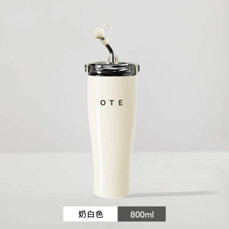OTE歐堤 LQ 800ML Raincolor T2 316不銹鋼吸管保溫杯 保溫杯 隨行杯 奶白色
