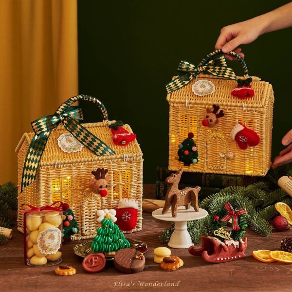 【DOZO嚴選】冬日小屋-聖誕竹籃餅乾 x1盒