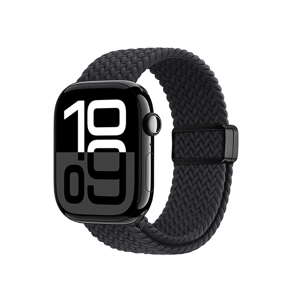 DUX DUCIS Apple Watch (42/44/45/46/49mm) 彈力磁吸扣編織錶帶(午夜色)