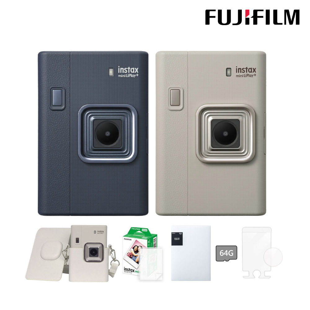 送皮套底片20張64G卡9H豪華組 富士 instax mini LiPlay+ 相印機 (午夜藍) LiPlay Plus 公司貨 保固一年
