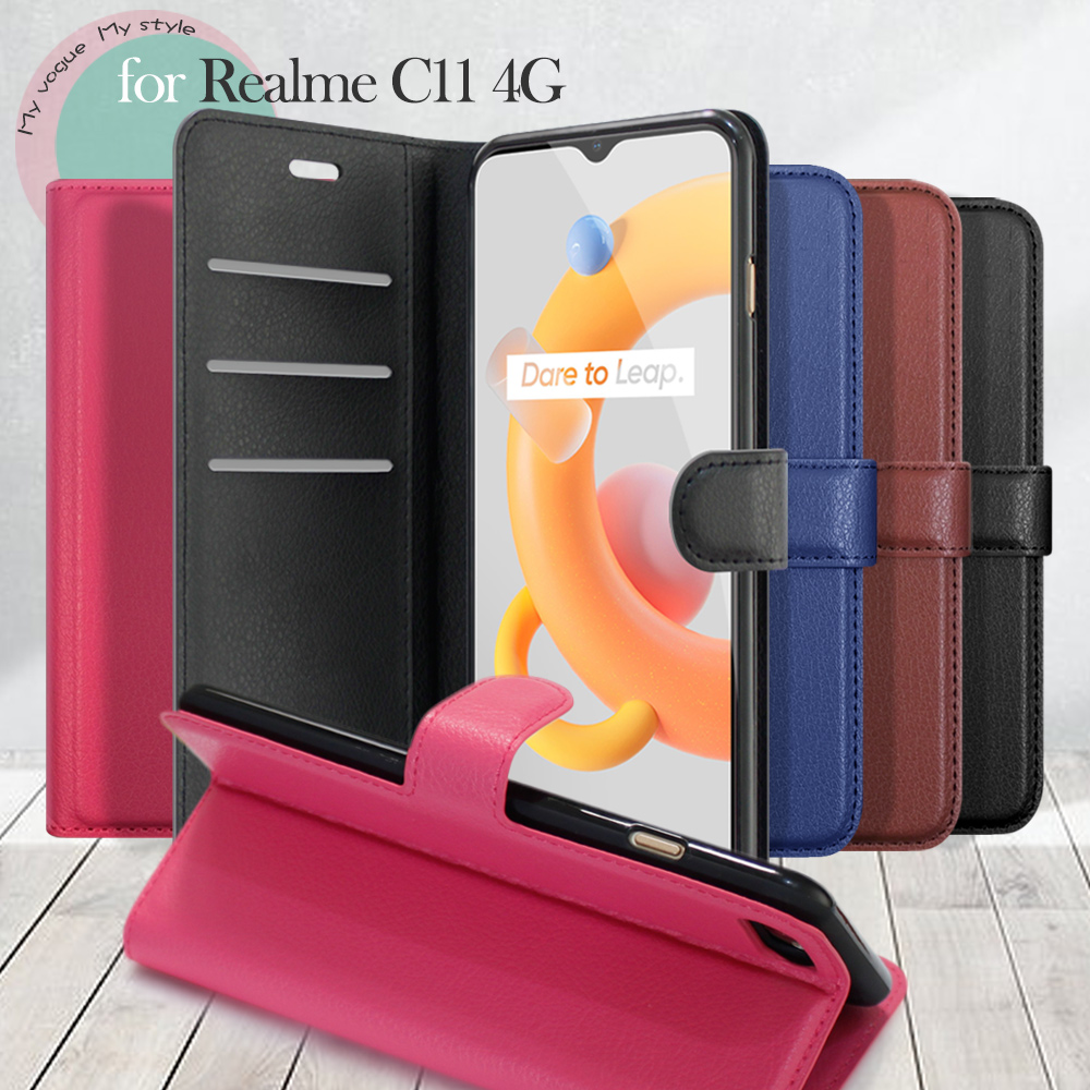 Dapad for Realme C11 4G 百搭時代多卡式夾層皮套-桃紅色