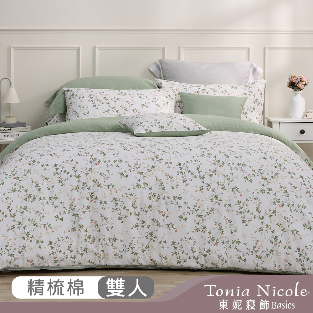 【Tonia Nicole 東妮寢飾】碧影花蔓(100%精梳棉兩用被床包組(雙人)