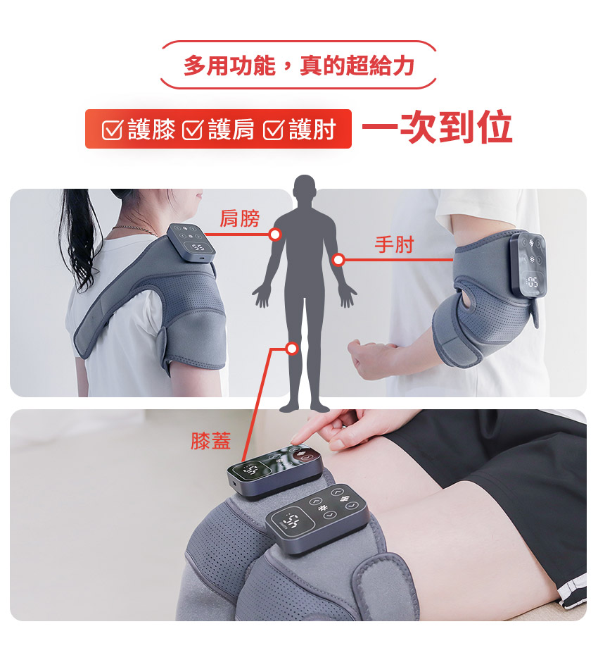 好膝力｜溫感膝部按摩器 - 護膝+護肩+護肘