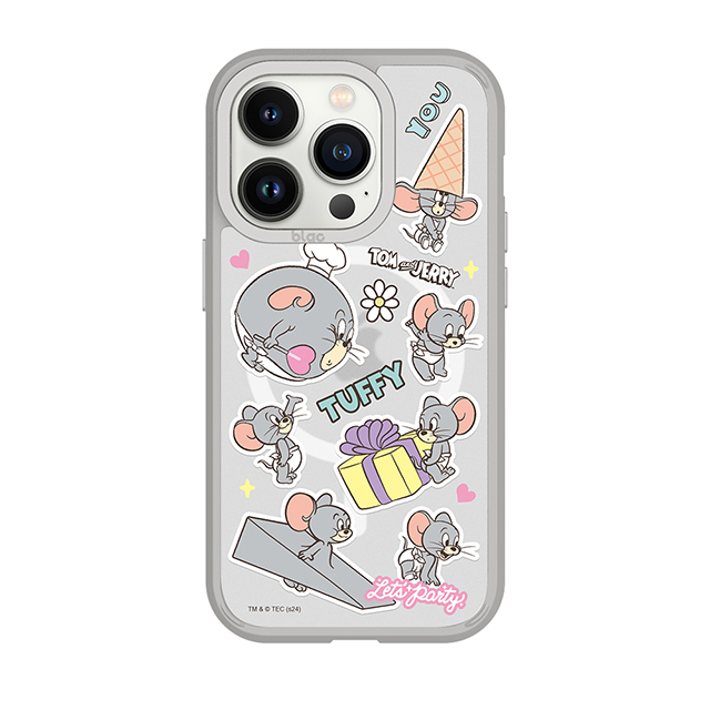 iPhone 13/14 湯姆貓與傑利鼠貼紙亂花極光霧透MagSafe iPhone手機殼 Tuffy