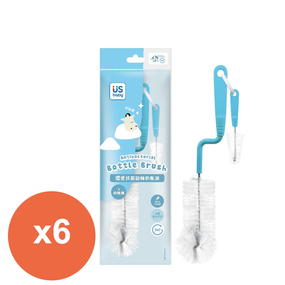 優生抗菌旋轉奶瓶刷-皇帝企鵝(附奶嘴刷)*6組