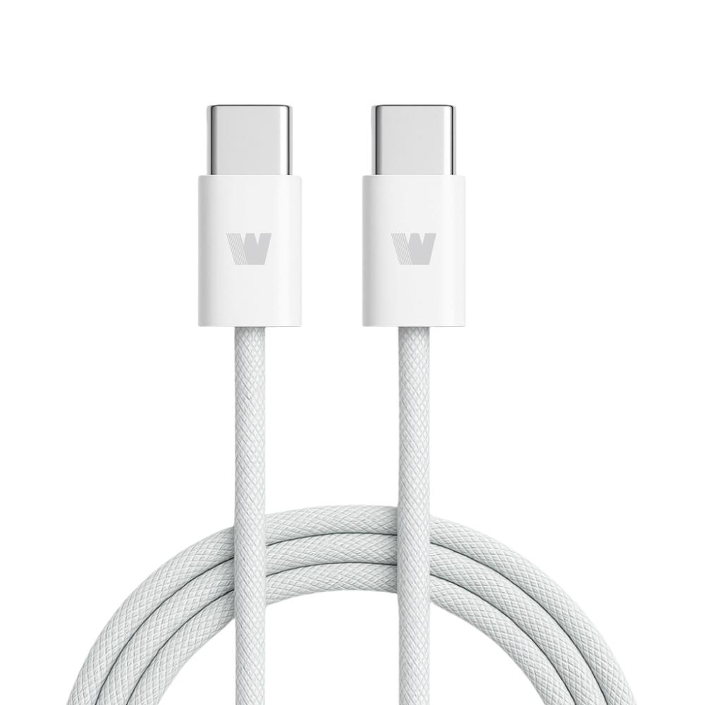 Wephone C to C 60W PD3.0 尼龍編織充電傳輸線1.2M-雪霜白