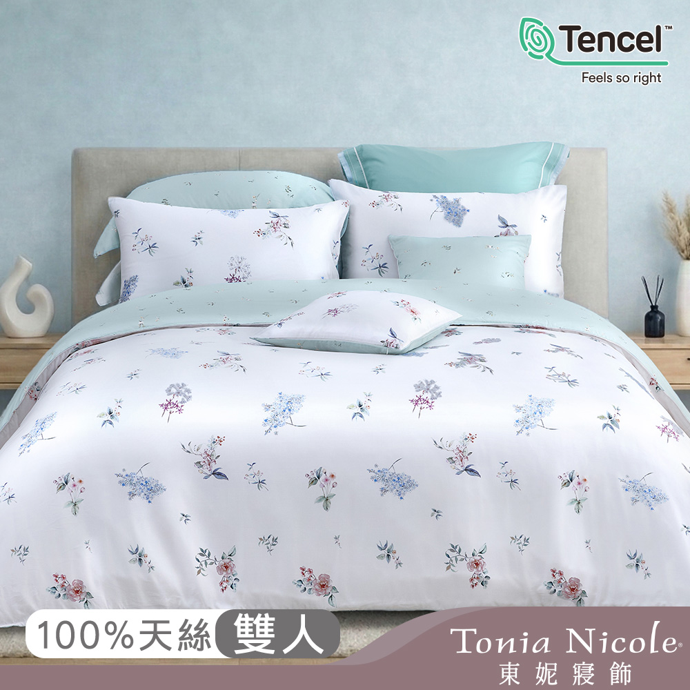 【Tonia Nicole 東妮寢飾】恬苑花時60支環保印染100%萊賽爾天絲兩用被床包組(雙人)