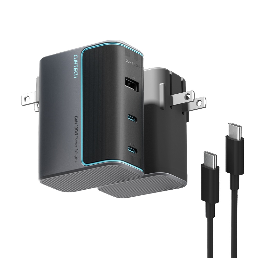 CUKTECH 酷態科 100W GaN 10號氮化鎵 PD快充 充電器 2C1A 附充電線 (AD1003US) - 灰色