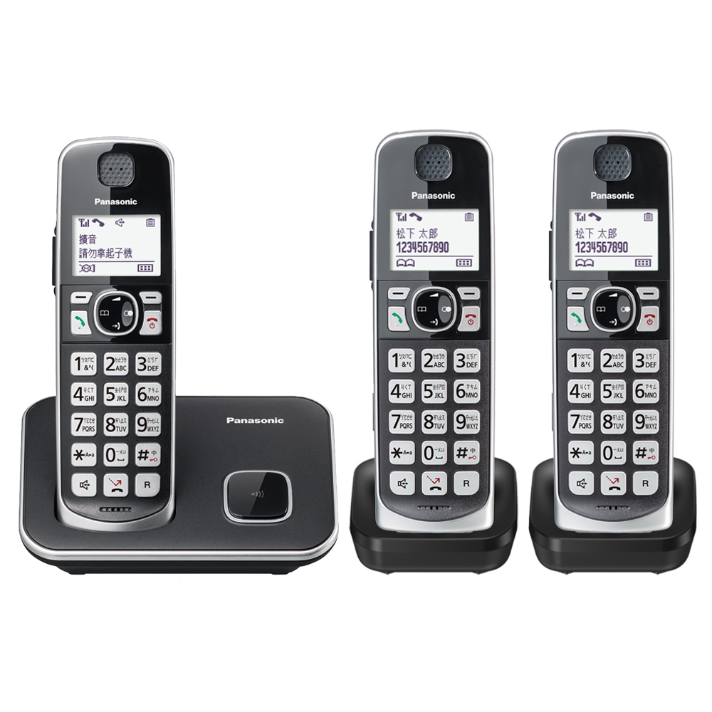 【贈音波電動牙刷】Panasonic 國際牌 KX-TGE613TW 中文大字鍵三話機無線電話